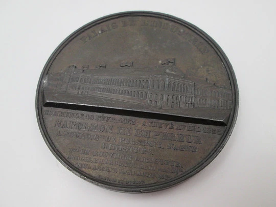 Eugenia and Napoleon III zinc medal. Industry Palace. Armand Auguste Caqué. 1855