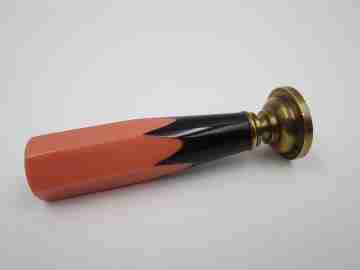 European desk writing set. Pink and purple celluloid. Original case. 1920's