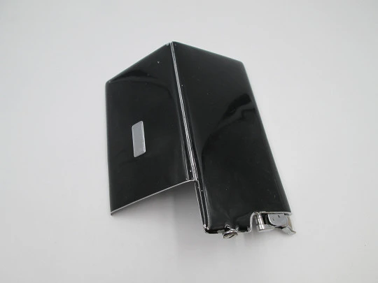 Evans art deco petrol lighter with cigarette case. Silver plated and black enamel. 1940's Evans art deco petrol lighter with cigarette case. Silver plated and black enamel. 1940's