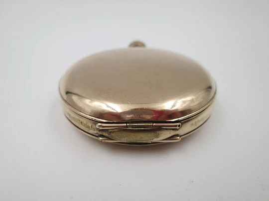 Everite / Keystone hunter-case pocket watch. Gold plated metal. Stem winding. 1910's