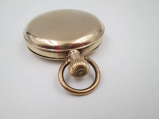 Everite / Keystone hunter-case pocket watch. Gold plated metal. Stem winding. 1910's