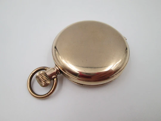 Everite / Keystone hunter-case pocket watch. Gold plated metal. Stem winding. 1910's