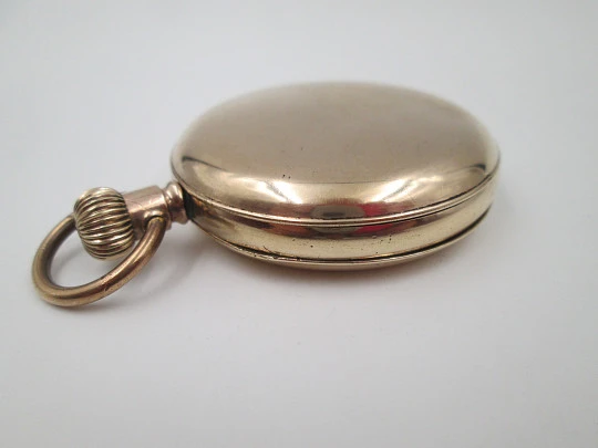 Everite / Keystone hunter-case pocket watch. Gold plated metal. Stem winding. 1910's