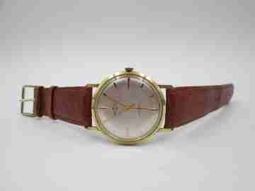 EverSwiss. Stainless steel & gold plated. Manual wind. Leather strap. 1960's