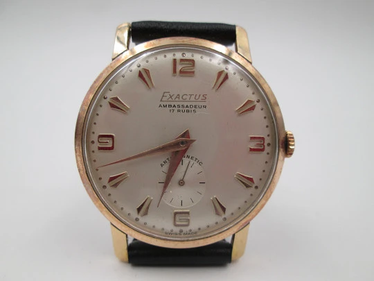 Exactus Ambassadeur. Stainless steel & gold plated. Manual wind. Sub Second