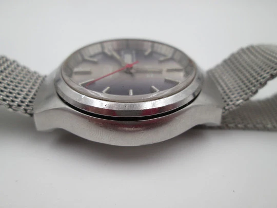Exactus. Acero inoxidable. Automático. Calendario. Brazalete. Suiza. 1970