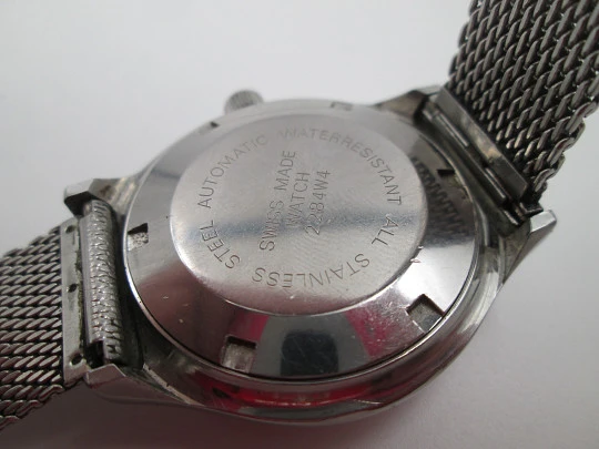 Exactus. Acero inoxidable. Automático. Calendario. Brazalete. Suiza. 1970
