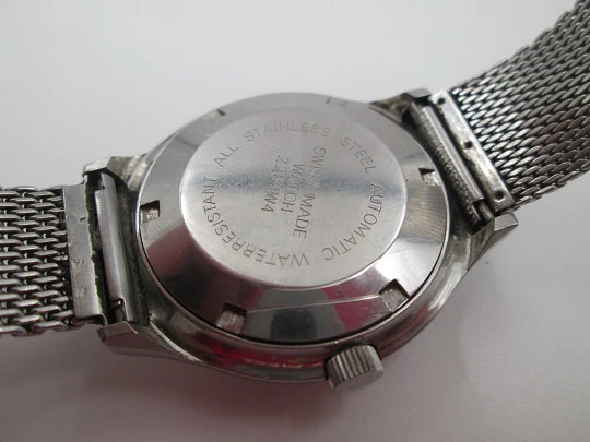 Exactus. Acero inoxidable. Automático. Calendario. Brazalete. Suiza. 1970