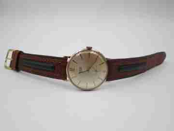 Exactus. Stainless steel & gold plated. Manual wind. Sub second. 1960's