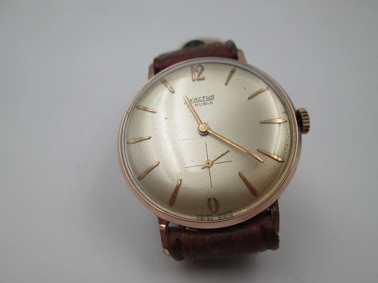 Exactus. Stainless steel & gold plated. Manual wind. Sub second. 1960's