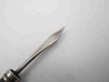 F. Webb Ltd mechanical toothpick. Sterling silver. Violet gem. 1890's. United Kingdom