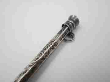 F. Webb Ltd mechanical toothpick. Sterling silver. Violet gem. 1890's. United Kingdom