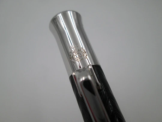 Faber-Castell Chevron. Black resin with guilloché and rhodium-plated metal. 2010's