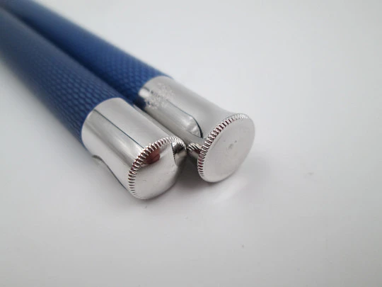 Faber-Castell fountain pen & ballpoint pen. Blue resin & rhodium plated details