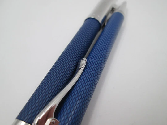 Faber-Castell fountain pen & ballpoint pen. Blue resin & rhodium plated details