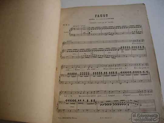 Fausto. Charles Gounod. Choudens Père & Fils. 1900. Paris. 5 Págs.