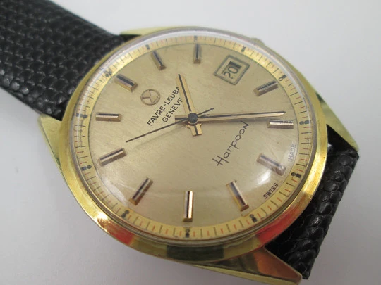 Favre-Leuba Genève Harpoon. Acero y chapado oro. Automático. Calendario. 1970