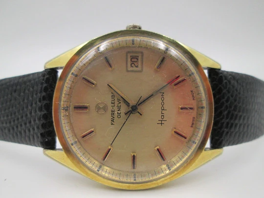 Favre-Leuba Genève Harpoon. Acero y chapado oro. Automático. Calendario. 1970