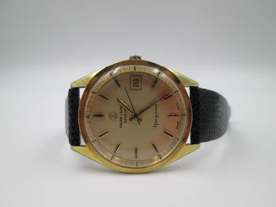Favre-Leuba Genève Harpoon. Gold plated & steel. Automatic. Calendar. 1970's. Swiss