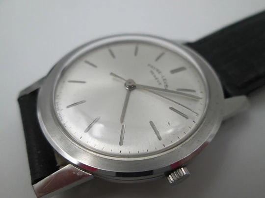 Favre-Leuba Genève. Acero inoxidable. Cuerda manual. Dial gris 1970. Suiza