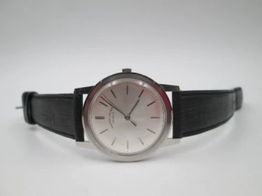 Favre-Leuba Genève. Stainless steel. Manual winding. Grey dial. 1970's. Swiss