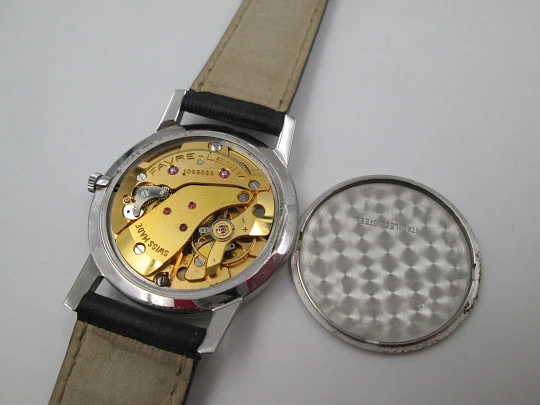 Favre-Leuba Genève. Stainless steel. Manual winding. Grey dial. 1970's. Swiss