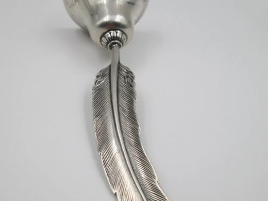 Feather hand bell. 925 sterling silver. Clapper. Spain. 1980's