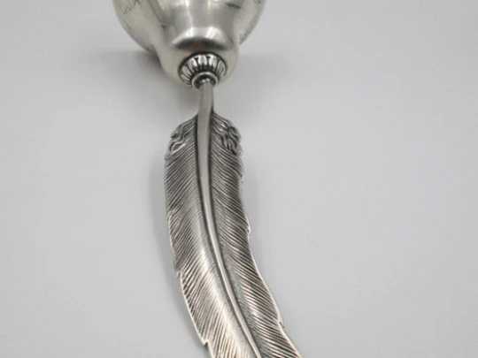 Feather hand bell. 925 sterling silver. Clapper. Spain. 1980's Feather hand bell. 925 sterling silver. Clapper. Spain. 1980's