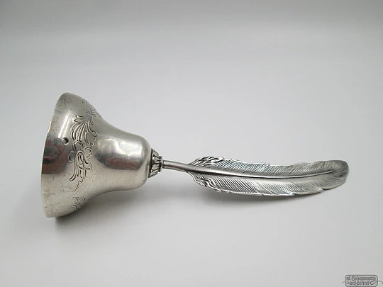 Feather hand bell. 925 sterling silver. Clapper. Spain. 1980's Feather hand bell. 925 sterling silver. Clapper. Spain. 1980's