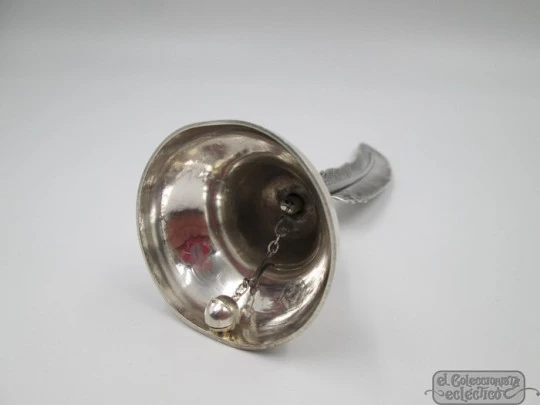 Feather hand bell. 925 sterling silver. Clapper. Spain. 1980's Feather hand bell. 925 sterling silver. Clapper. Spain. 1980's