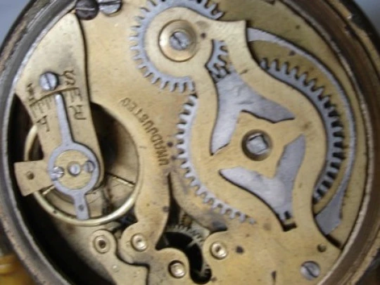 Fernando Cantero table desk clock. Roskopf movement (V. Seguin). Gold plated. 1920's