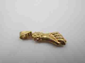 Figa / higa ladie's hand pendant. 18 karat yellow gold. Geometric ornaments. 1950's