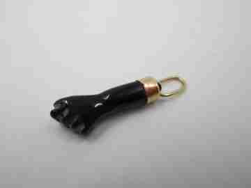 Figa / higa pendant. Black hand. 18 karat gold and yet. Amulet. Spain