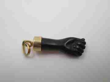 Figa / higa pendant. Black hand. 18 karat yellow gold and yet. Amulet. Spain