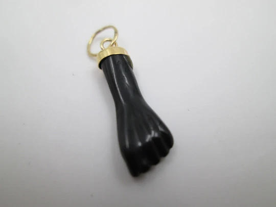 Figa / higa pendant. Black hand. 18k gold and yet. Amulet. Spain