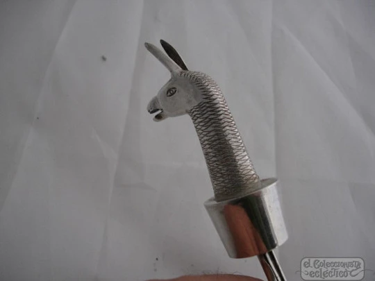 Figural lama bottle stopper. 925 sterling silver. 1950's