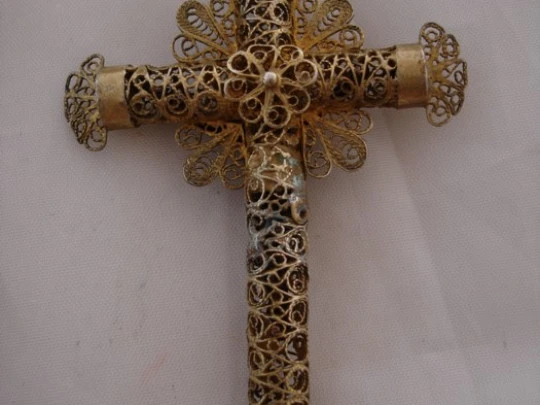 Filigree rosary. Nacre and silver vermeil. End of the 19th century