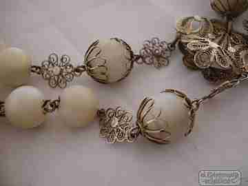 Filigree rosary. Nacre and silver vermeil. End of the 19th century