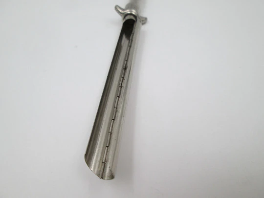 Fillfix pocket cigarette rolling cylindrical machine. Silver plated metal. Austria. 1930's