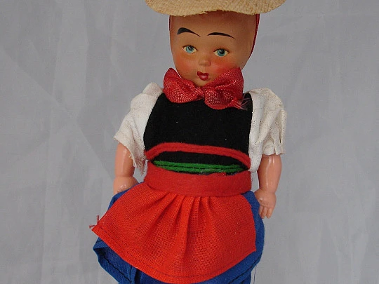 Fipps dancing doll. Black Forest folk costume dress. Clockwork. 1950's
