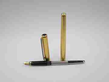 Flaminaire fountain pen. Gold plated and black enamel. Aerometric filler. Germany. 1970's