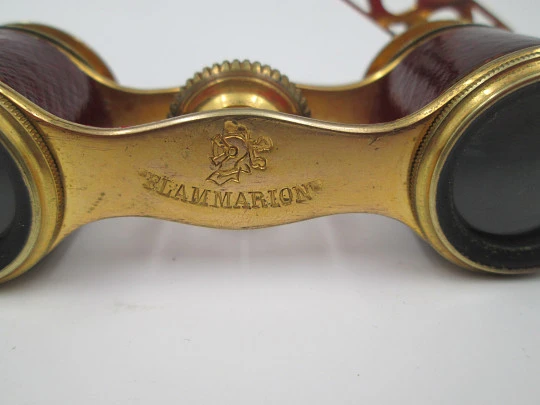 Flammarion theater and opera binoculars. Bronze & leather. 1920's. Original cover