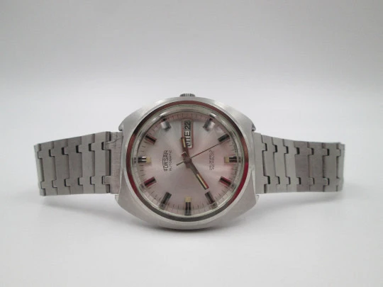 Forsam. Acero inoxidable. Automático. Calendario. Brazalete. Suiza. 1970