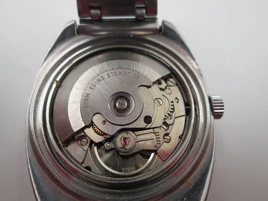 Forsam. Acero inoxidable. Automático. Calendario. Brazalete. Suiza. 1970