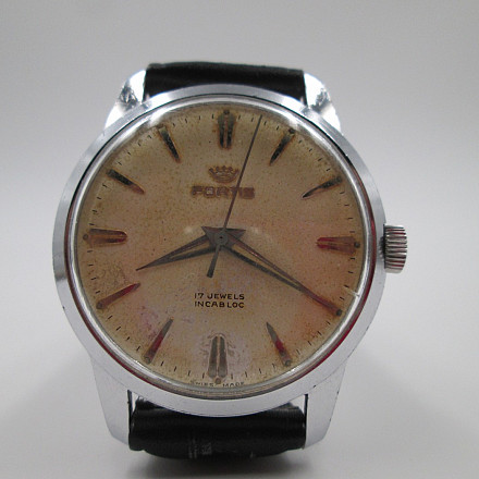 Fortis Metal And Steel 1960s Manual Wind Swiss Golden Dial | El