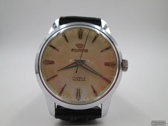 Fortis. Metal & steel. 1960's. Manual wind. Swiss. Golden dial