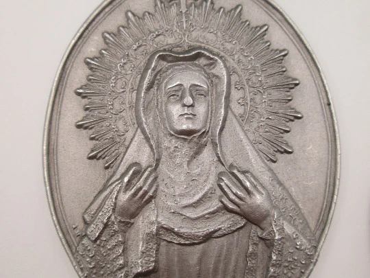 Four aluminum medals collection. Virgin of Hope and Immaculate Conception. 1940's
