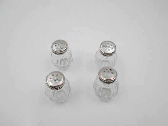Four salt shakers set. 950 sterling silver. Cardeilhac (Christofle). France. 1960's