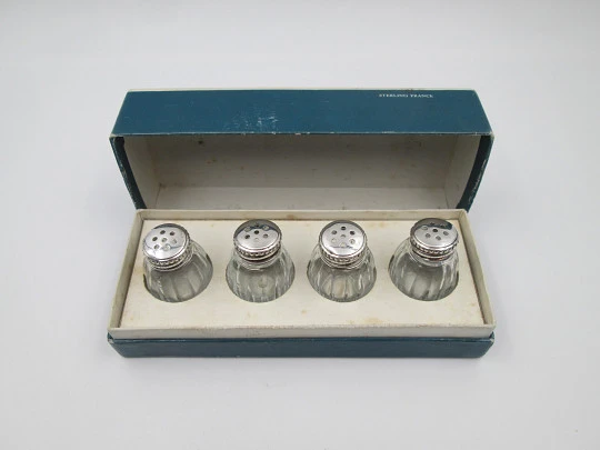 Four salt shakers set. 950 sterling silver. Cardeilhac (Christofle). France. 1960's