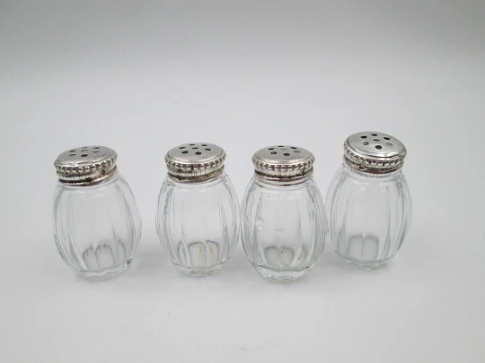 Four salt shakers set. 950 sterling silver. Cardeilhac (Christofle). France. 1960's